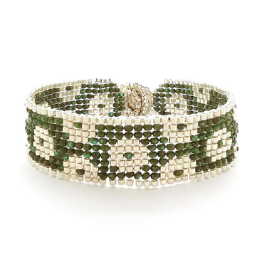 Brazalete Telar Plata Delgado Rondanas Turquesa T
